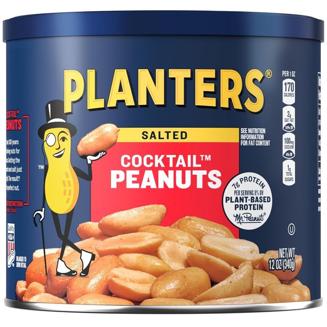 PLANTERS Salted Peanuts, Plant Based Protein Snacks, 12 Oz (1 Ct)