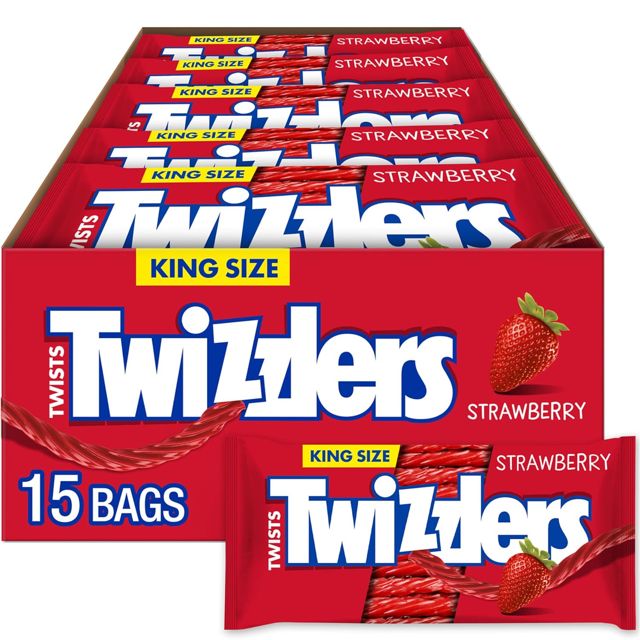 TWIZZLERS Twists Strawberry King Size Chewy Candy Packs, 5 oz, 15 Ct