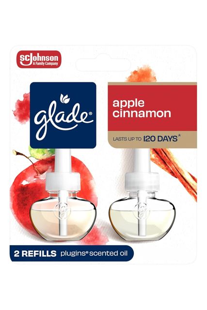 Glade PlugIns Refills Air Freshener, Scented and Essential Oils for Home and Bathroom, Apple Cinnamon, 1.34 Fl Oz, 2 Count