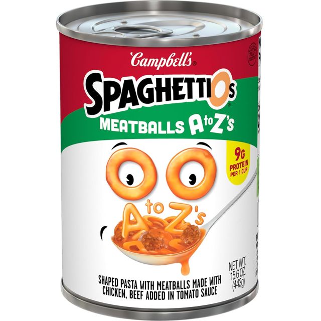 SpaghettiOs A to Z's Canned Pasta with Meatballs, 15.6 oz Can