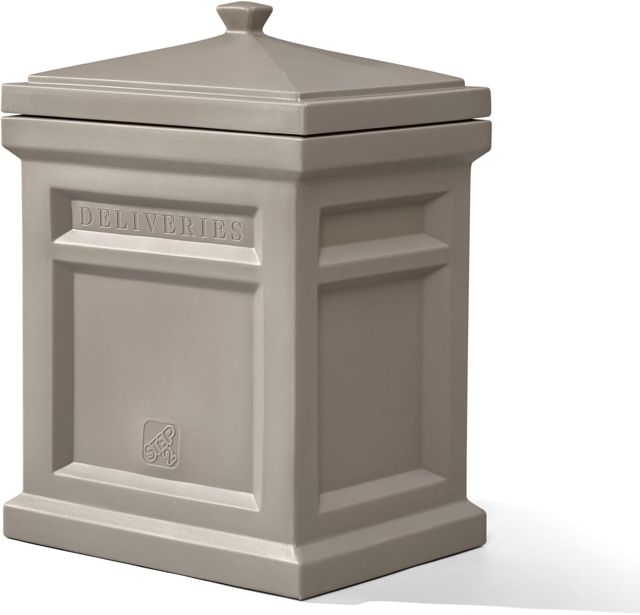 Step2 Express Parcel Delivery Box, Large Outdoor Package Bin with Lid, Weather-Resistant, Mocha
