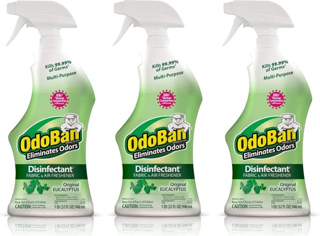 OdoBan Ready-to-Use Disinfectant and Odor Eliminator, 3 Spray Bottles, 32 oz each, Eucalyptus