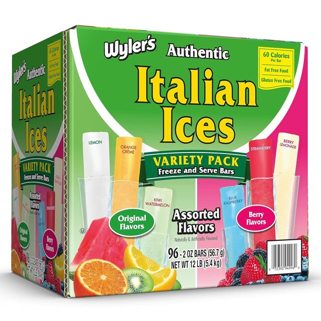 Wyler's Authentic Italian Ice Freezer Pops, Variety Pack, 96 Count