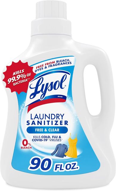 Lysol Laundry Sanitizer Liquid, Detergent Additive, Free & Clear, 90 oz
