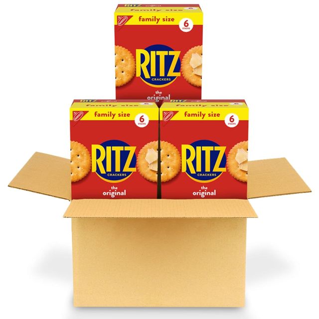 RITZ Original Crackers, Snacks for Kids and Adults, Family Size, 3 Boxes