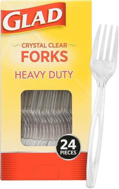 Glad Plastic Forks, Clear Disposable Forks, Heavy Duty, 24 Pieces