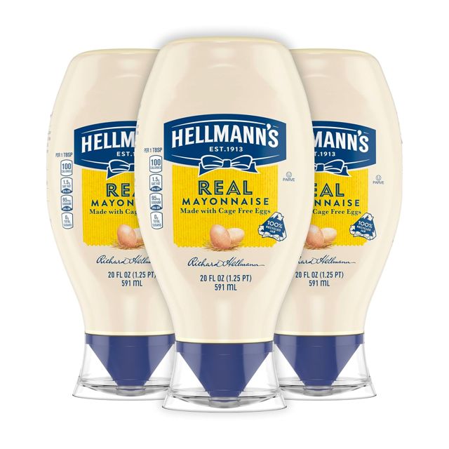 Hellmann's Real Mayonnaise 20 oz, Mayo Squeeze, Sandwich Spread, 3PK
