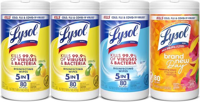Lysol Disinfecting Wipes, Lemon + Mango + Linen, 80 ct (4 Pack), 320 wipes