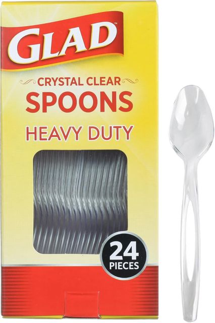 Glad Clear Disposable Plastic Spoons, 24 Count