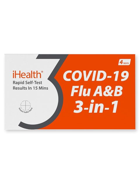iHealth Flu A/B & COVID-19 Rapid Test, 3-in-1 Covid Flu Test Combo, 4 Tests