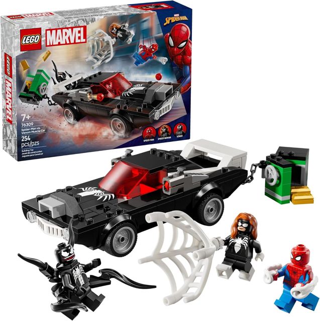 LEGO Marvel Spider-Man vs. Venom Muscle Car Toy - Building Set for Kids, Boys and Girls, Ages 7+ - with Spider-Man, Venom, and Spider-Woman Minifigures - Superhero Gift Idea for Birthday - 76309