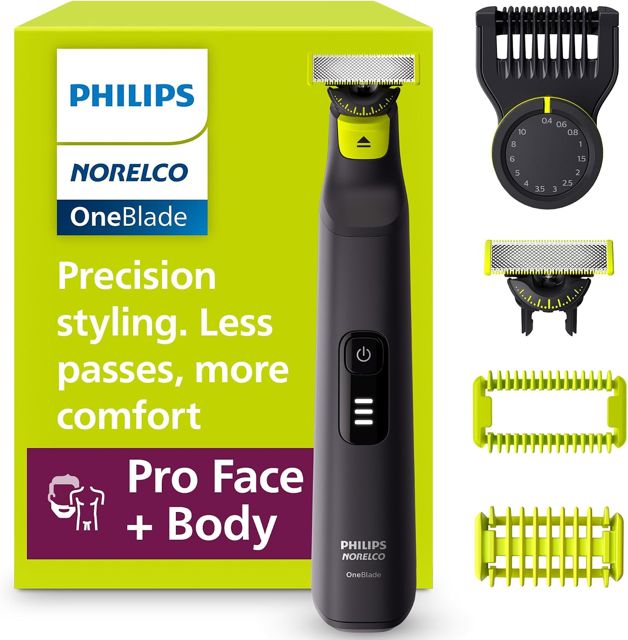 Philips Norelco OneBlade Pro 360 Face + Body Trimmer and Shaver, 5-Piece Set