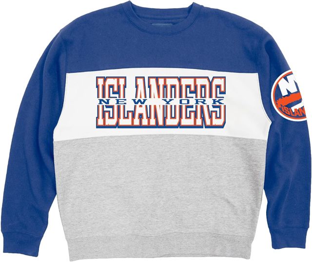 Blue 84 NHL New York Islanders Officially Licensed Colorblock Crewneck Sweatshirt, Gray, X-Large