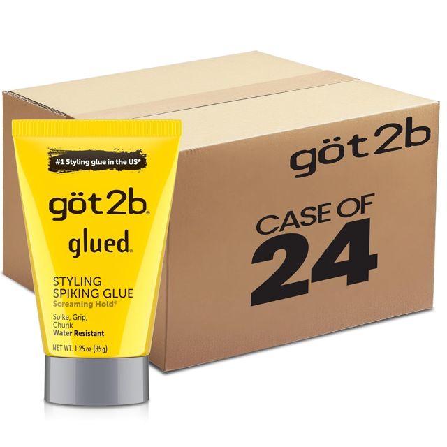 Got2b Glued Travel-Size Spiking Hair Gel, Strong Hold, Mini 1.25 oz Tubes, Unscented (Pack of 24)