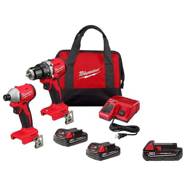 Milwaukee M18 Brushless Compact Drill/Impact Driver Combo Kit with 3 Batteries